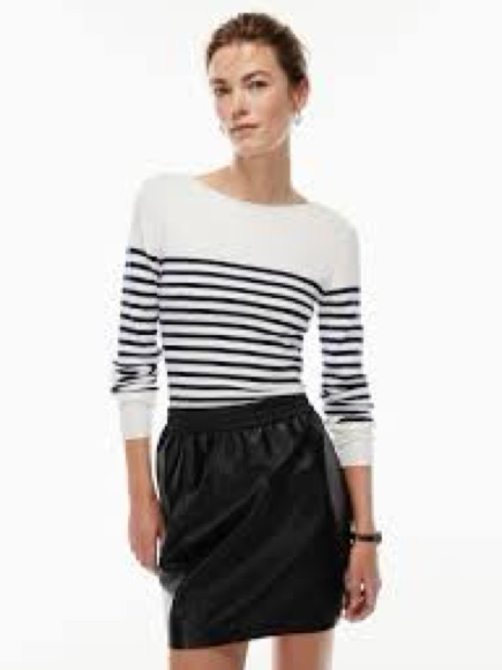 Aritzia Babaton Cream & Black Striped Long-Sleeve Knit Top